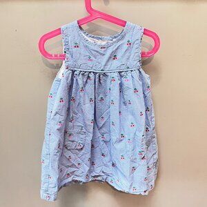 Baby Boden Blue‎ Gingham Cherry Embroidered Dress 2-3Y Sleeveless Cotton Toddler